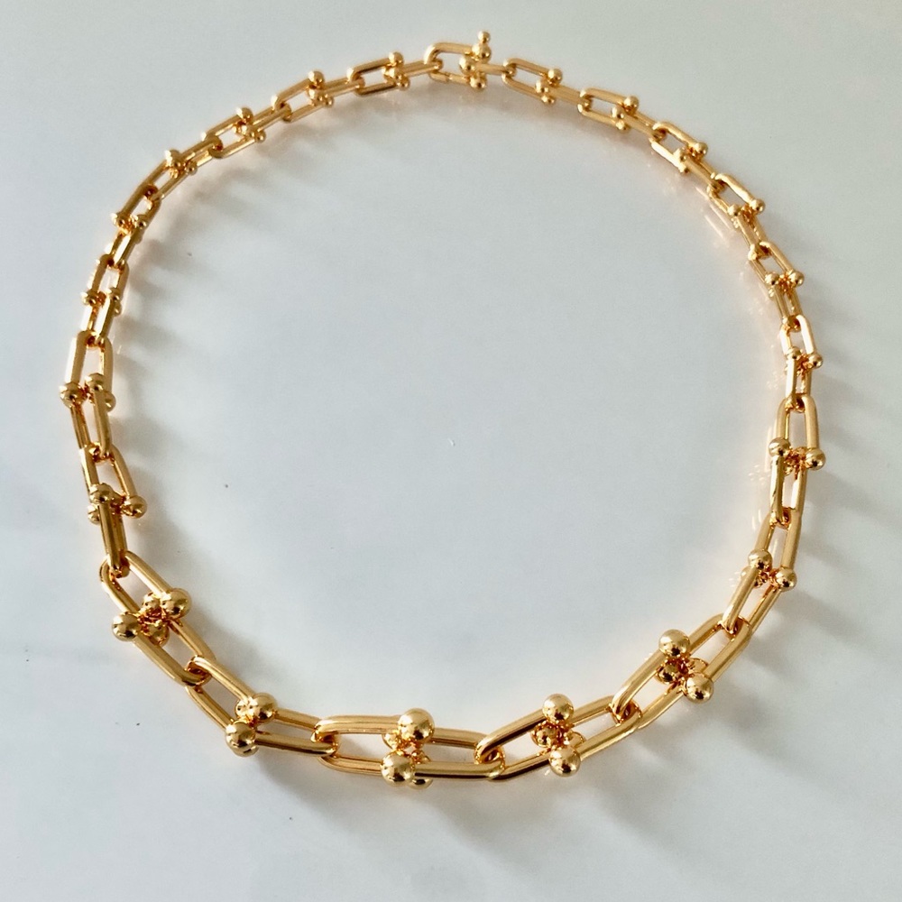 Gold Hardware Graduated Link U Necklace - Picture 9 of 12